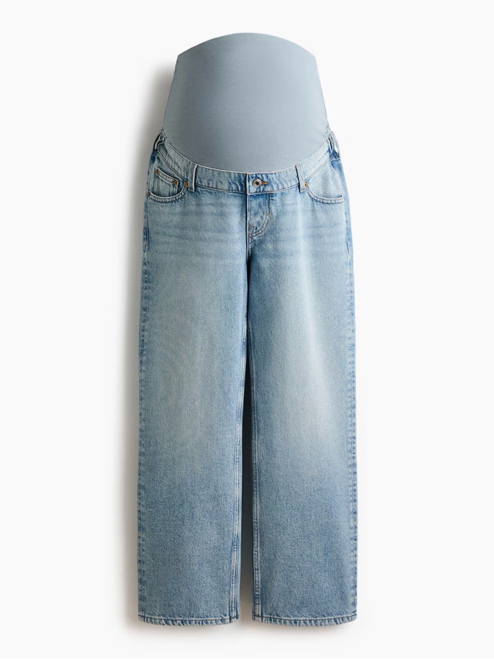 H&M Light Blue Straight Leg Maternity Jeans with Dusty Blue Panel
